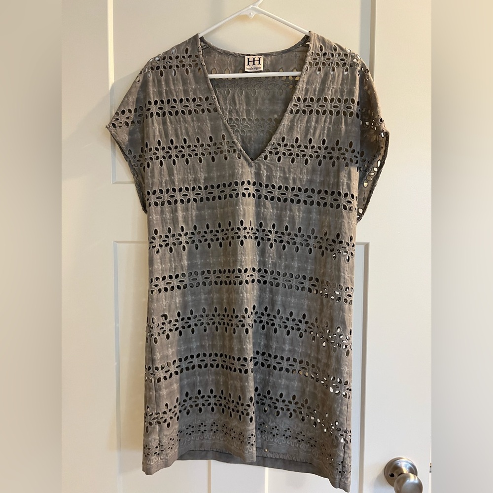 Haute Hippie Gray Eyelet Mini Dress